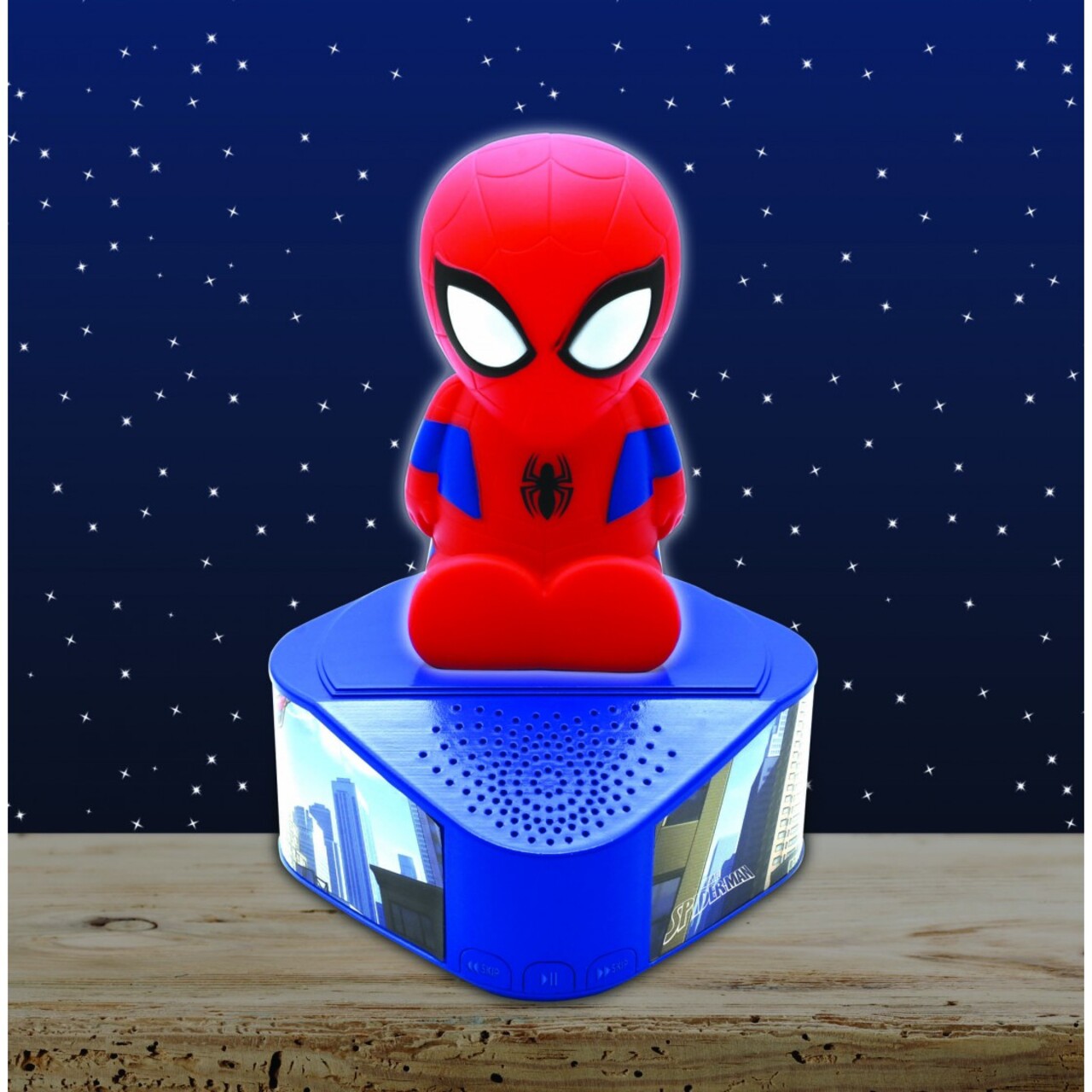 Boxa cu lumini de noapte pentru copii Spider-Man, LEXIBOOK, 21x16x16 cm, plastic/cauciuc, albastru/rosu - imagine 6